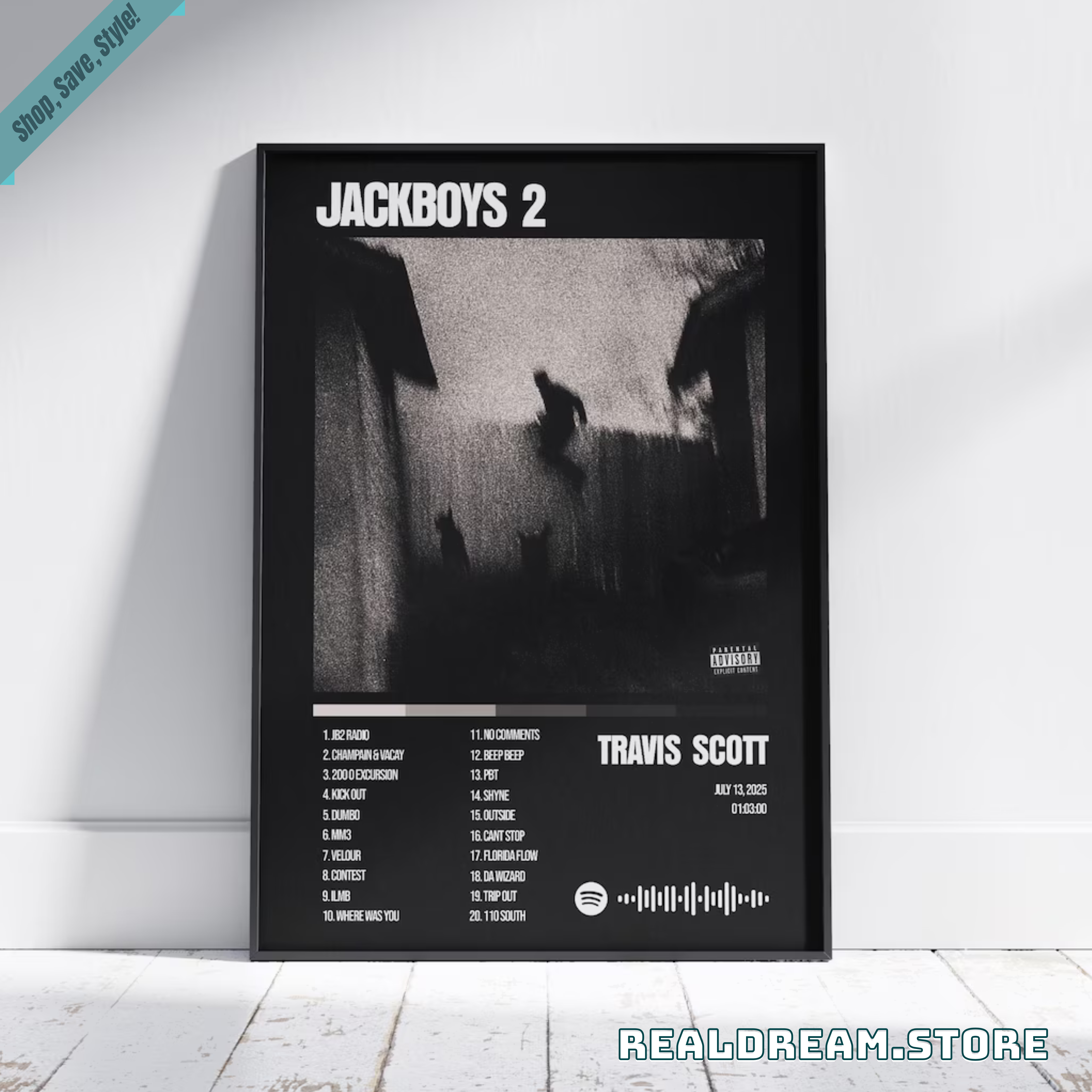 Jackboys 2 Poster Travis Scott Album Art - Print Dark Hip Hop Aesthetic Wall Decor