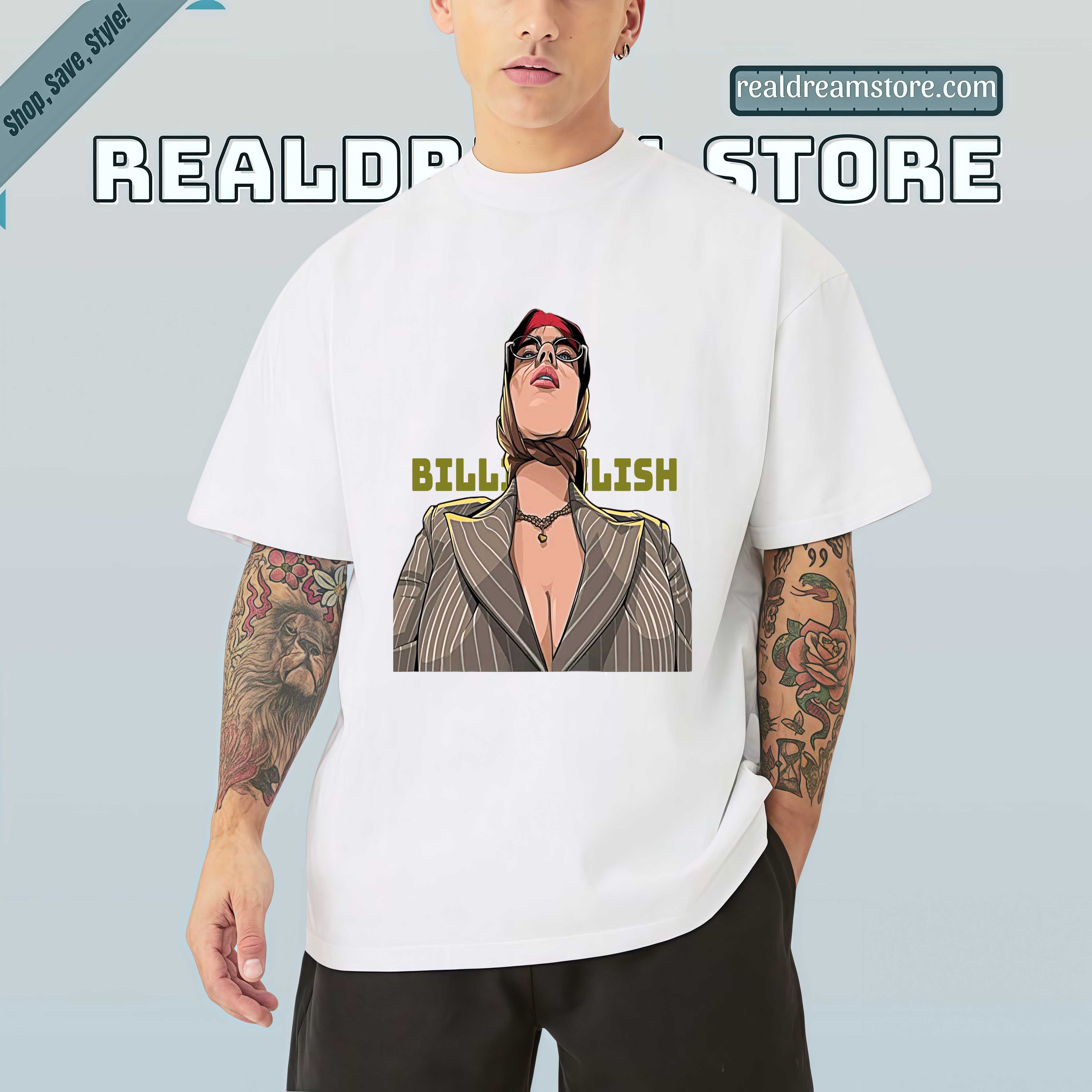Billie Bold Lines Tee - Fan Art Street Pop Tshirt Billie Bold Lines Tee - Fan Art Street Pop Tshirt