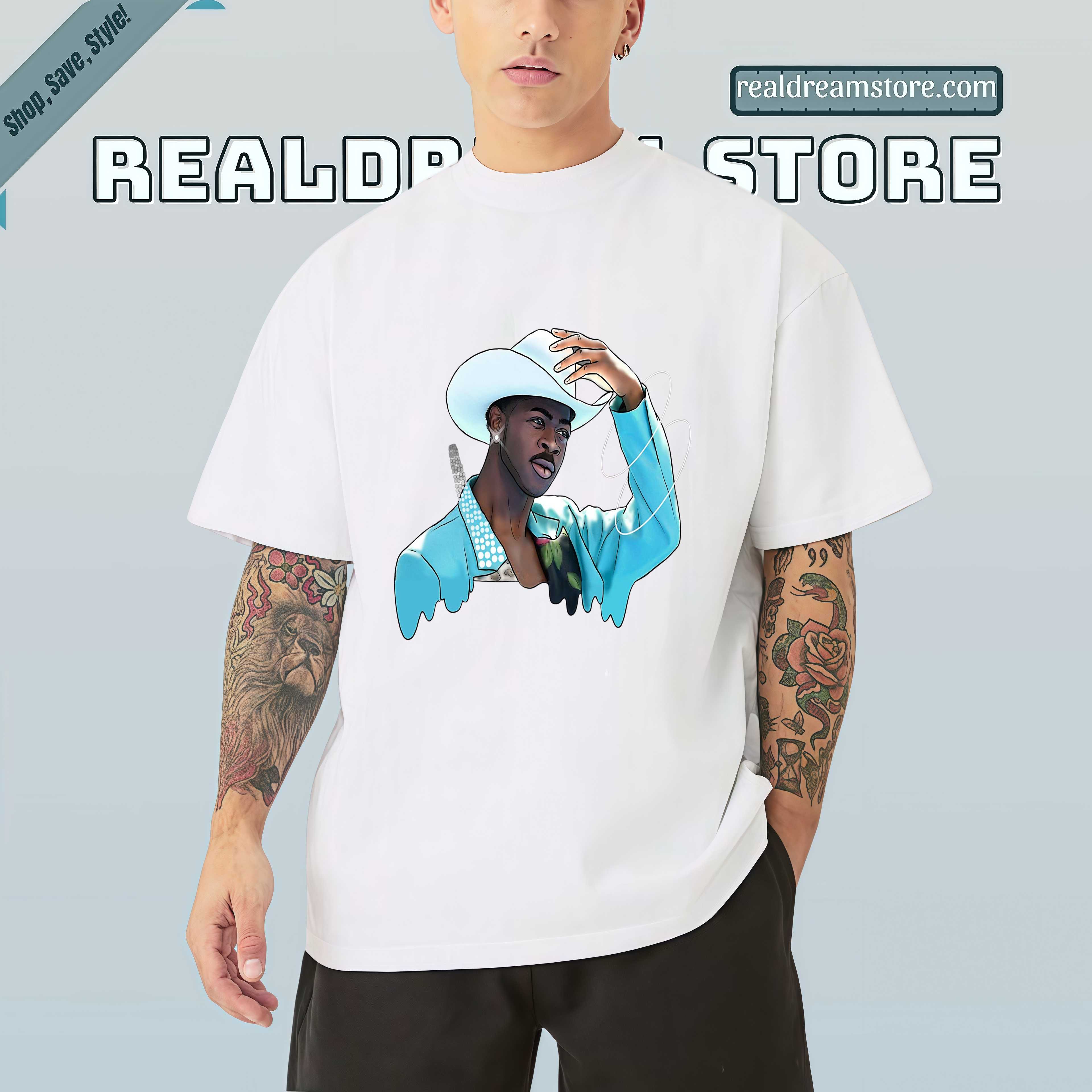 Lil Nas X Cowboy Vibes Tshirt - Lil Nas X Blue Blaze Tee Lil Nas X Cowboy Vibes Tshirt - Lil Nas X Blue Blaze Tee