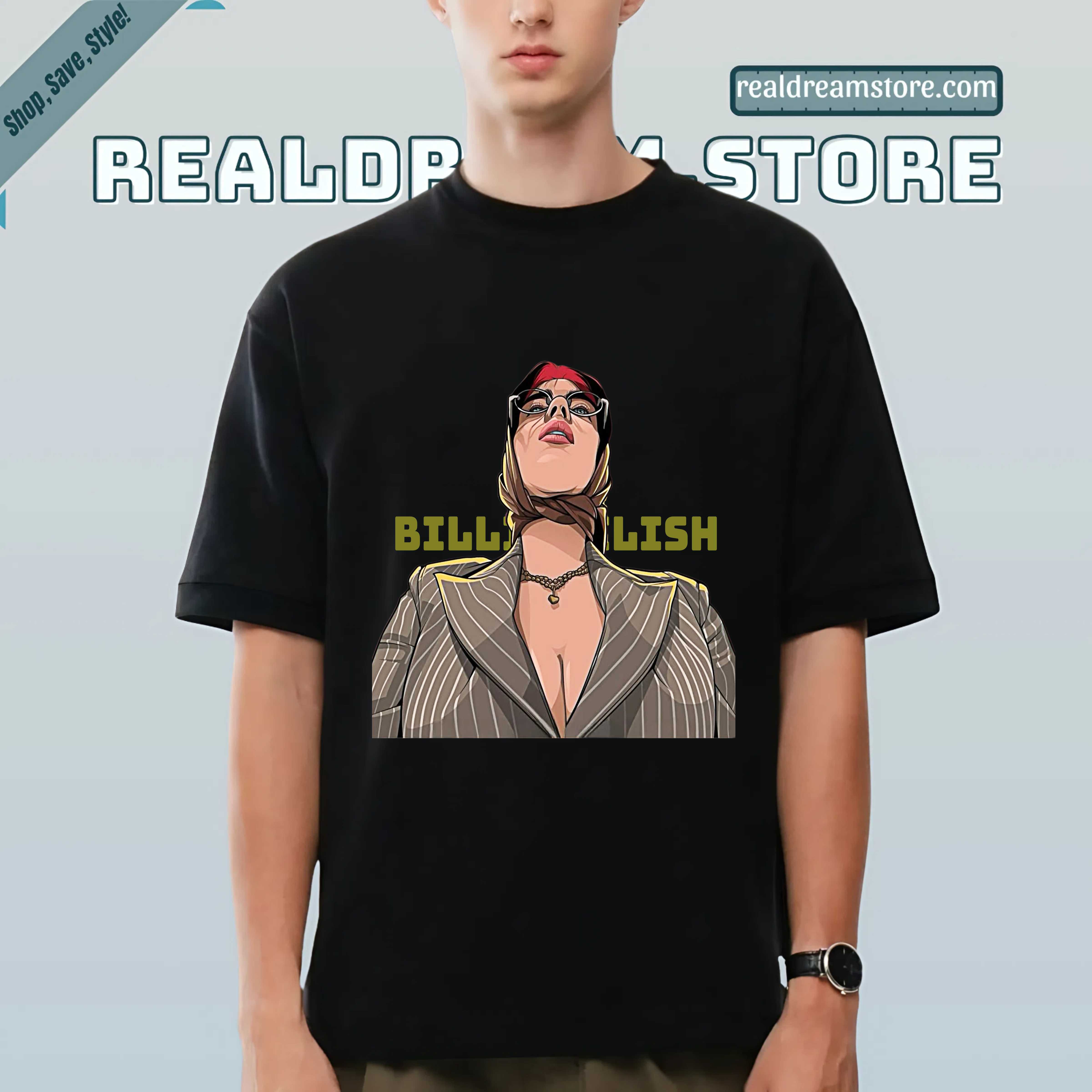Billie Bold Lines Tee - Fan Art Street Pop Dark Color Tshirt