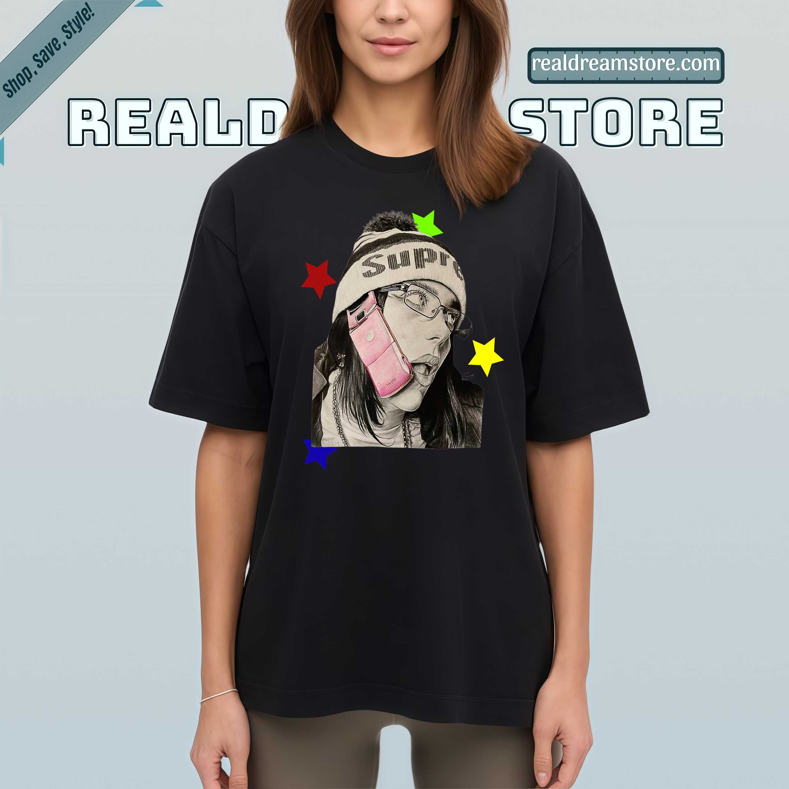 Billie Eilish Pop Star Tee - 90s Cool Calling Dark Color Tshirt Billie Eilish Pop Star Tee - 90s Cool Calling Dark Color Tshirt