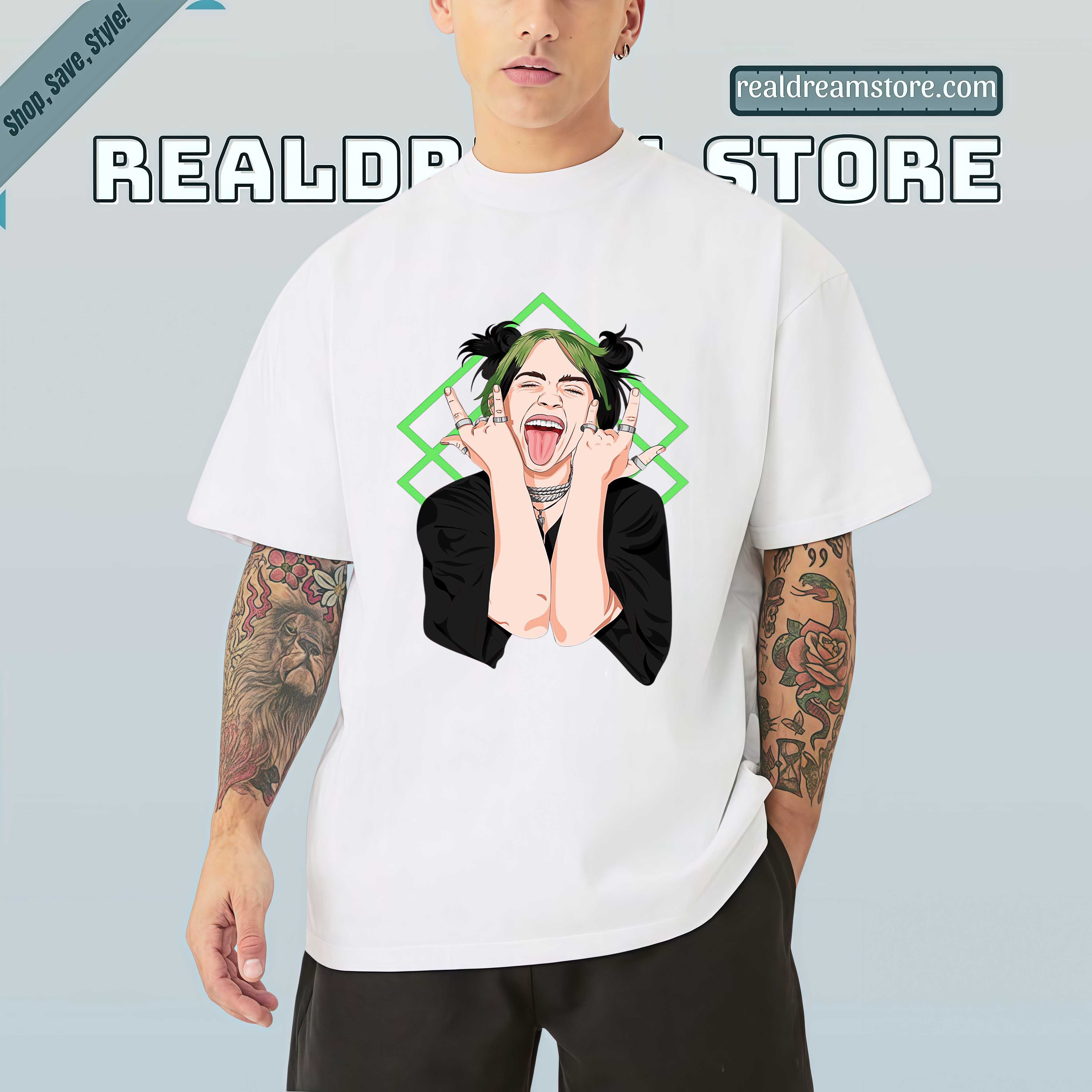 Billie Eilish Rock On Tee - Billie Eilish Wild Side Graphic Tee Billie Eilish Rock On Tee - Billie Eilish Wild Side Graphic Tee