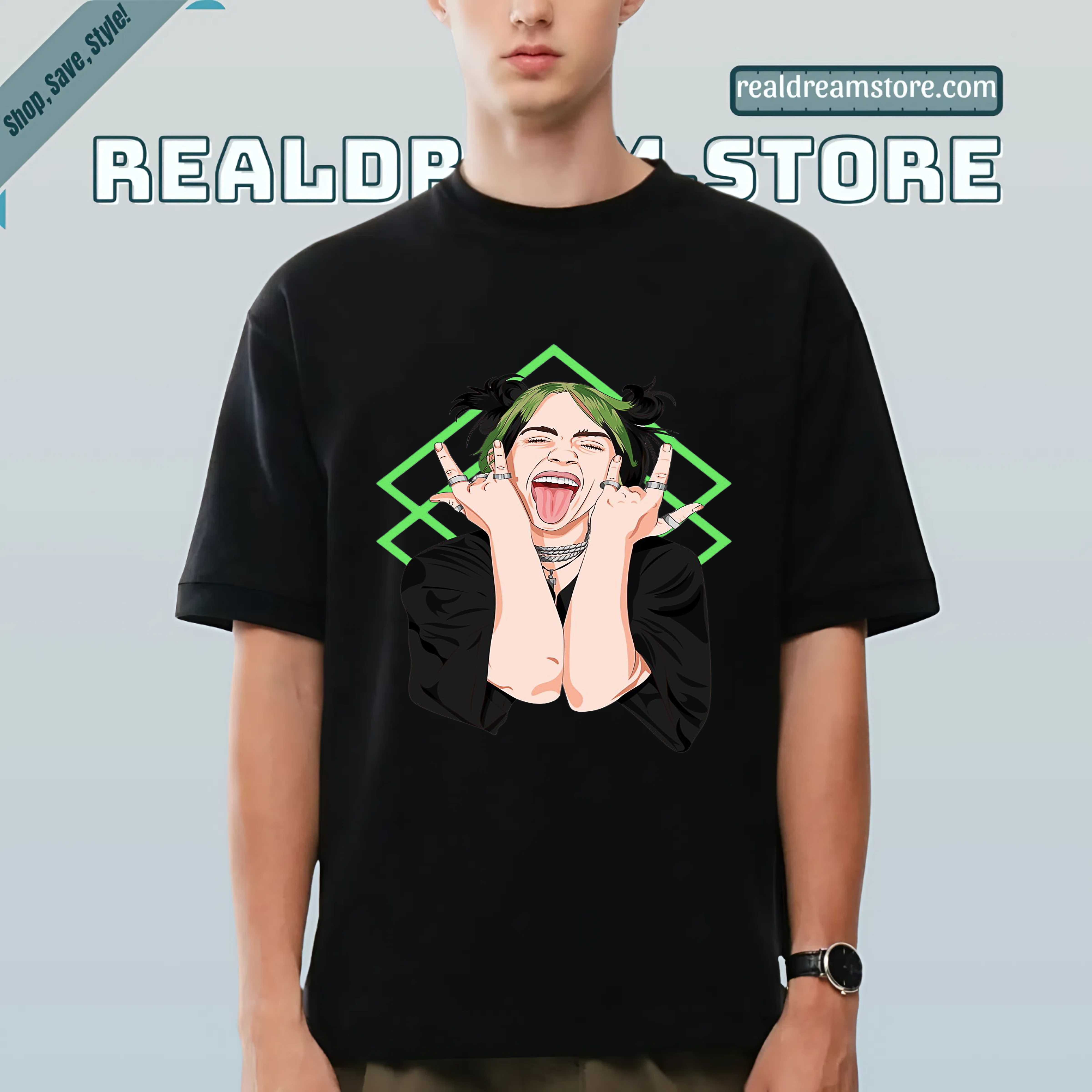 Billie Eilish Rock On Tee - Billie Eilish Wild Side Graphic Dark Color Tee Billie Eilish Rock On Tee - Billie Eilish Wild Side Graphic Dark Color Tee