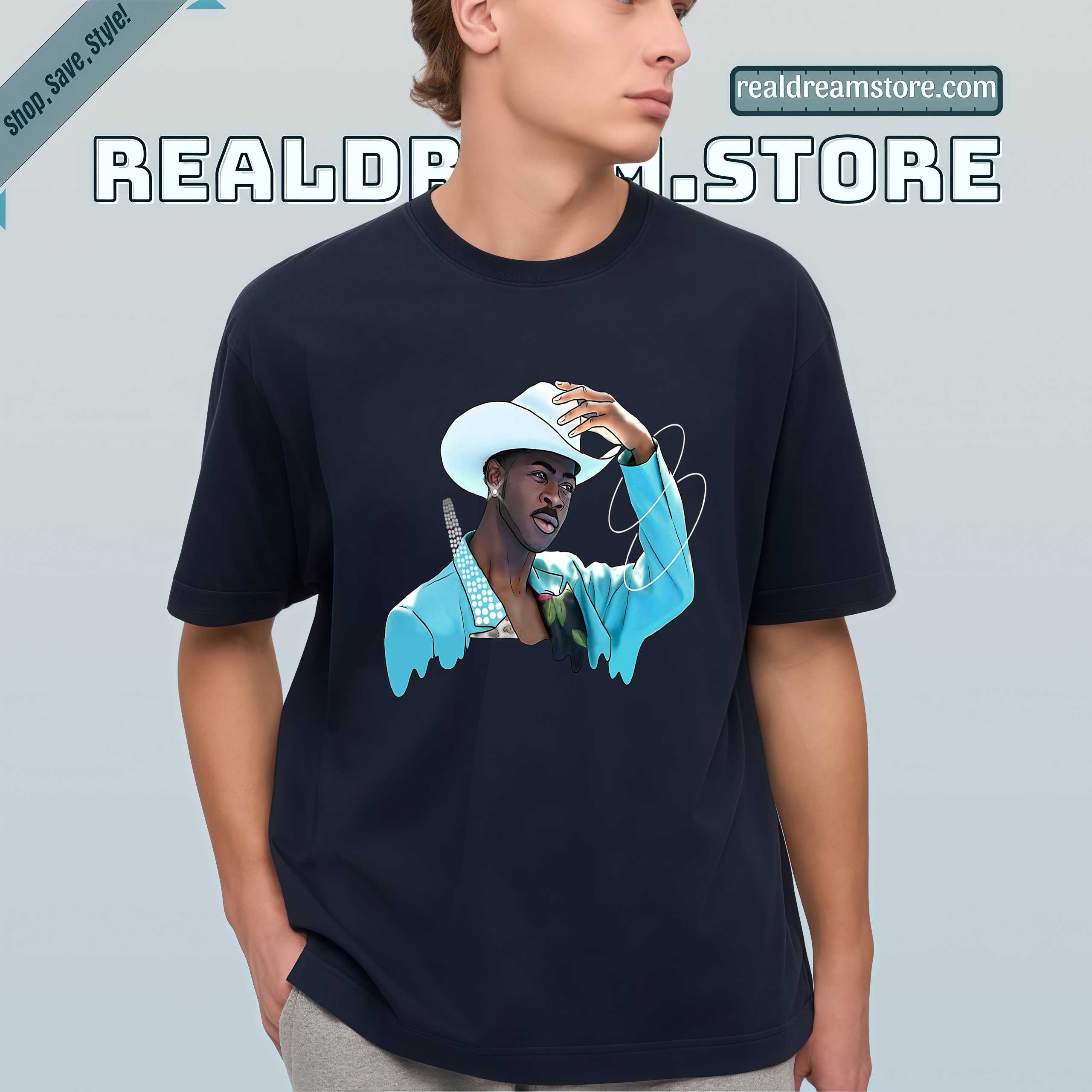 Lil Nas X Cowboy Vibes Tshirt - Lil Nas X Blue Blaze Dark Color Tee Lil Nas X Cowboy Vibes Tshirt - Lil Nas X Blue Blaze Dark Color Tee