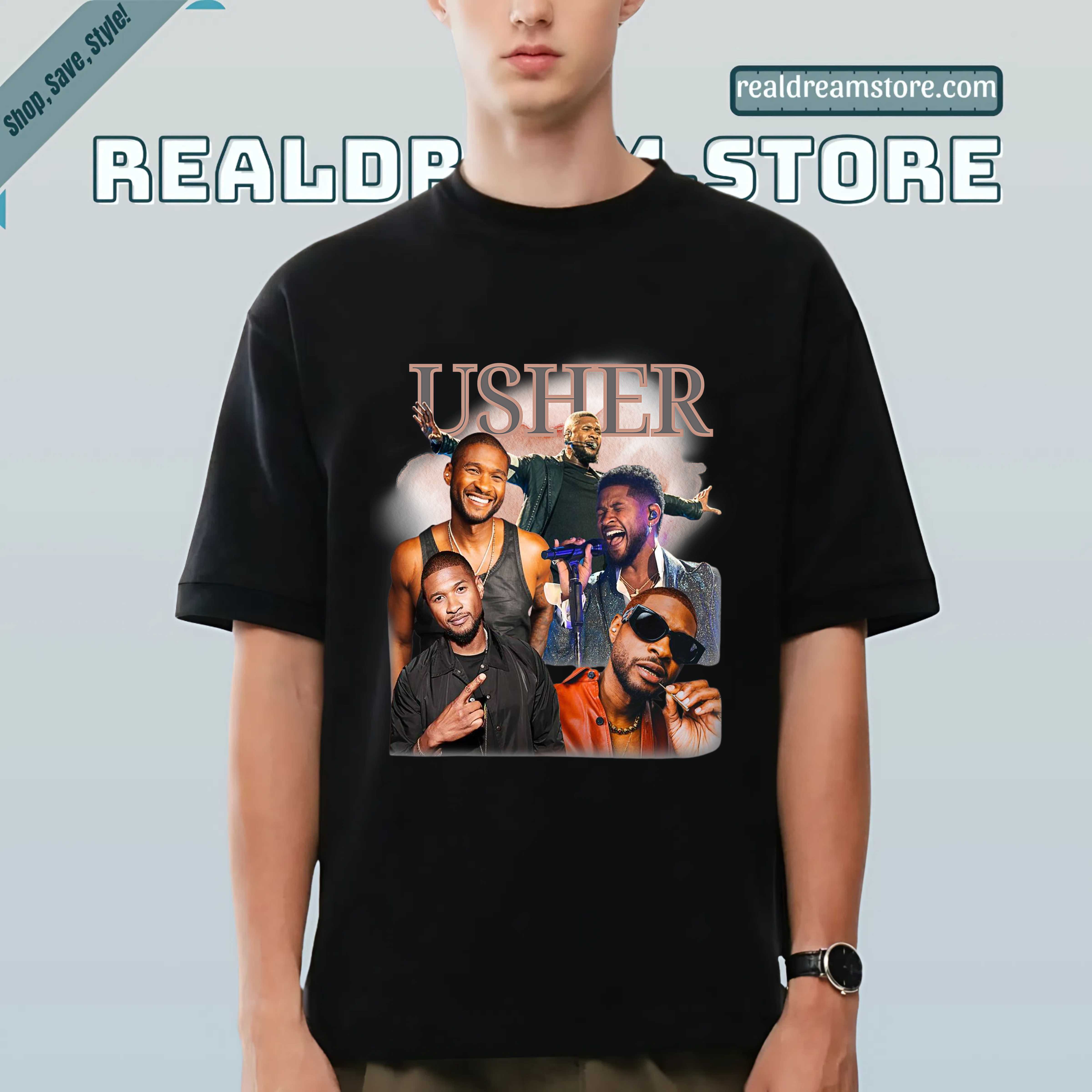 Usher Live Icon Moments Tee - Official Usher Dark Color Tshirt
