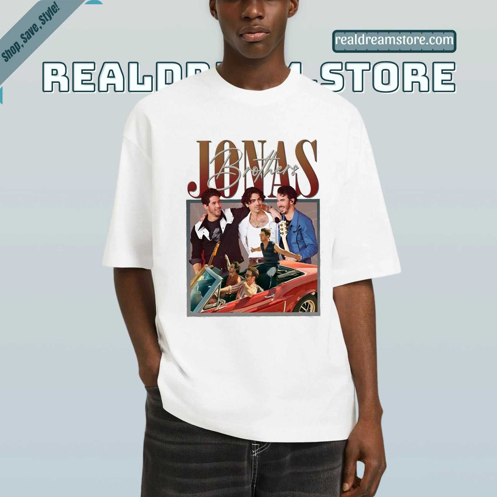 Jonas Brothers Retro Car Tee - 90s Boyband Merch Jonas Brothers Retro Car Tee - 90s Boyband Merch