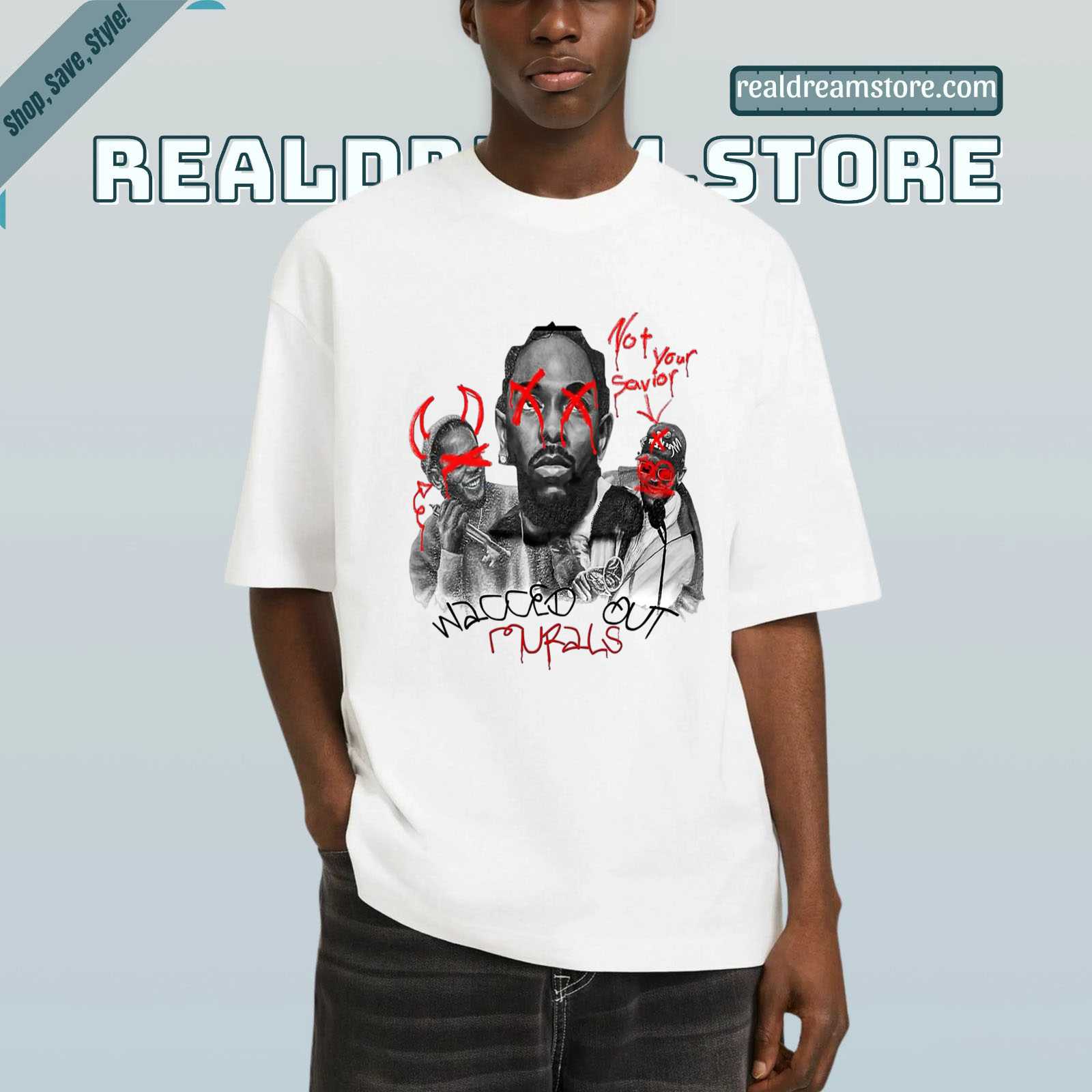 Not Your Savior Graffiti Art Tee - Kendrick Lamar Urban Art Mixed Tee
