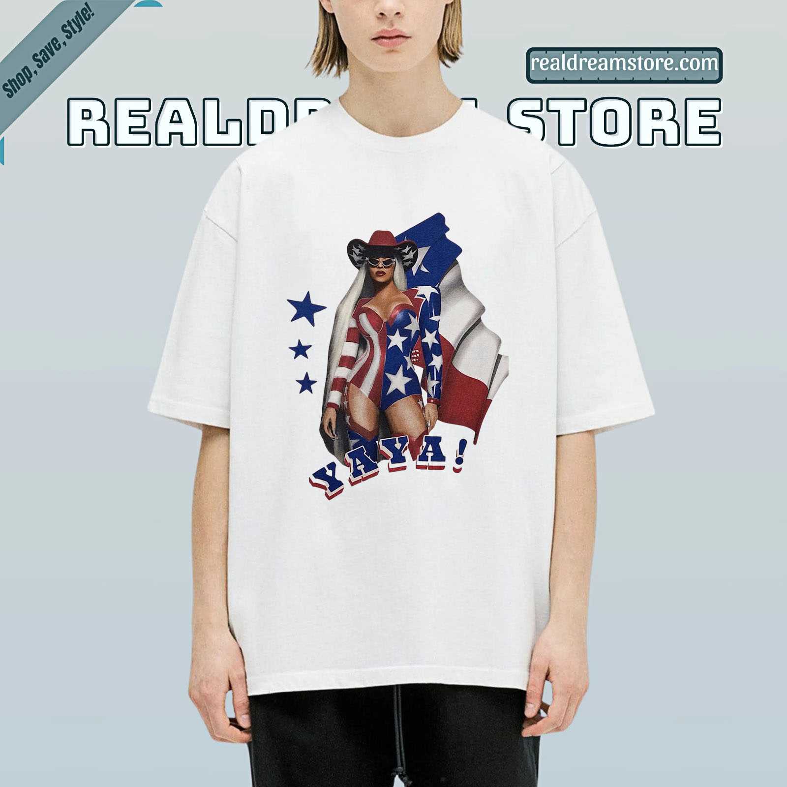 Yaya Star Spangled Bodysuit Tee - Beyonce Retro Graphic Tee Yaya Star Spangled Bodysuit Tee - Beyonce Retro Graphic Tee