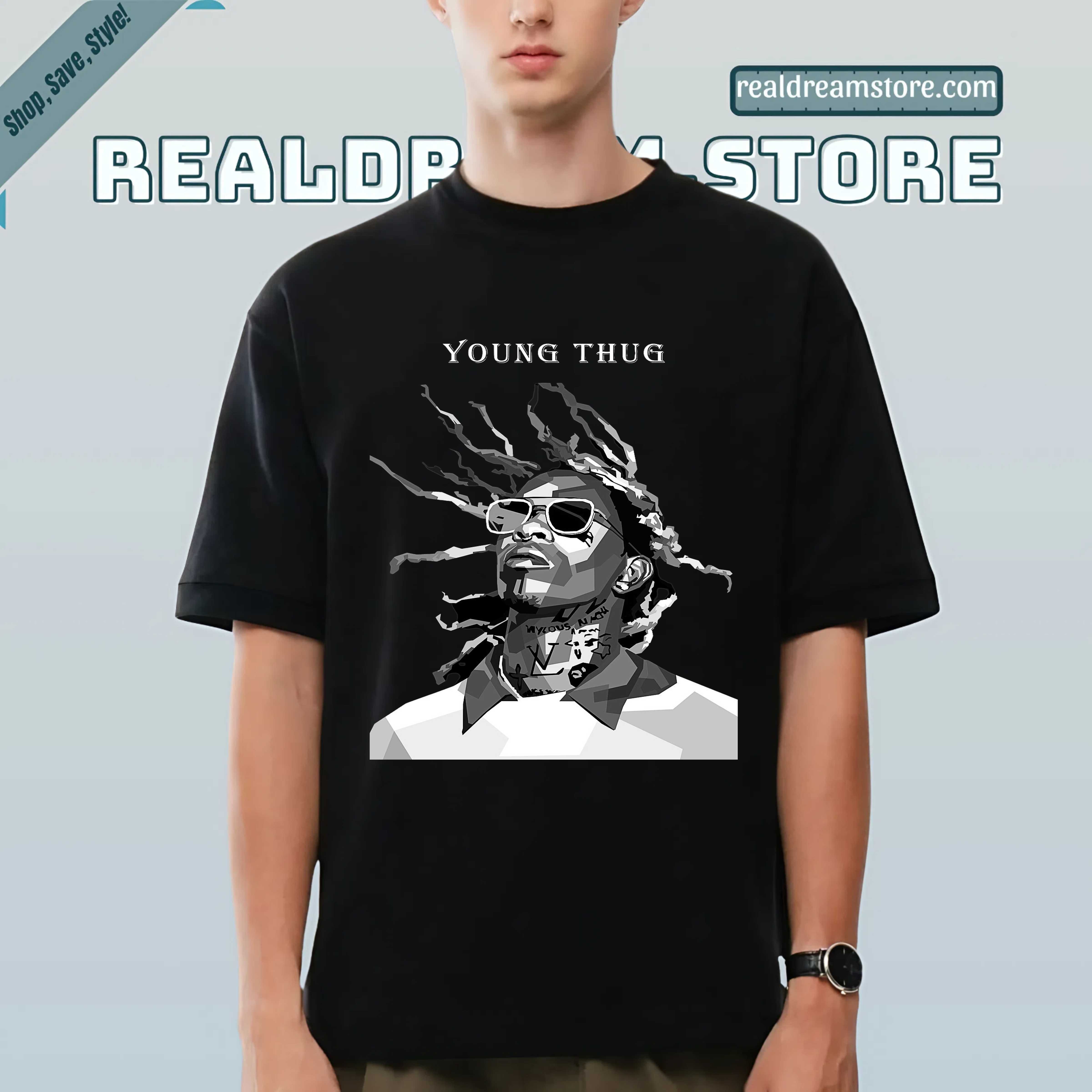 Young Thug Dreadlocks Shades Tee - Hip Hop Dark Color Tee