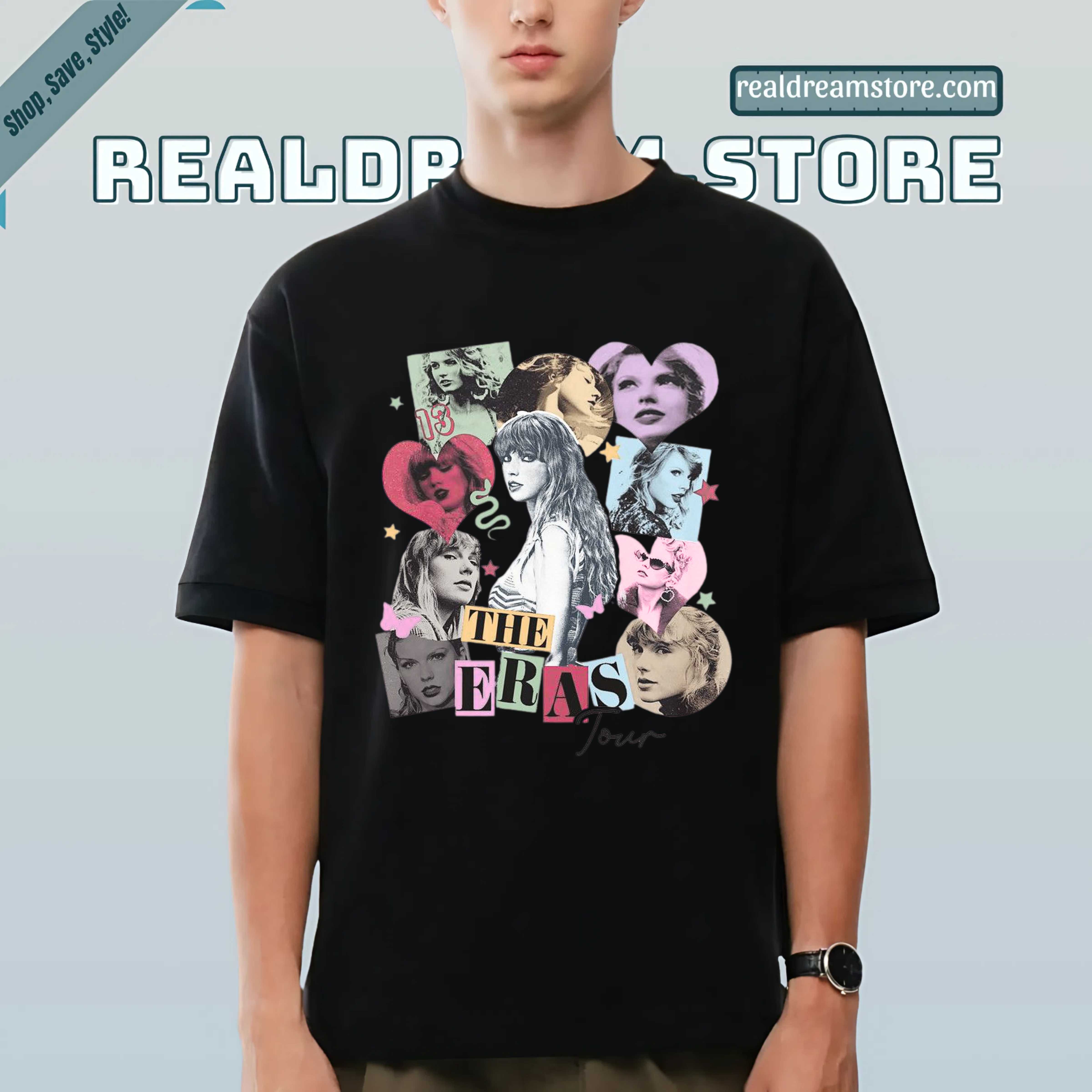 Taylor Swift The Eras Tour Collage Aesthetic Tee - Vintage Pastel Tribute Fan Shirt