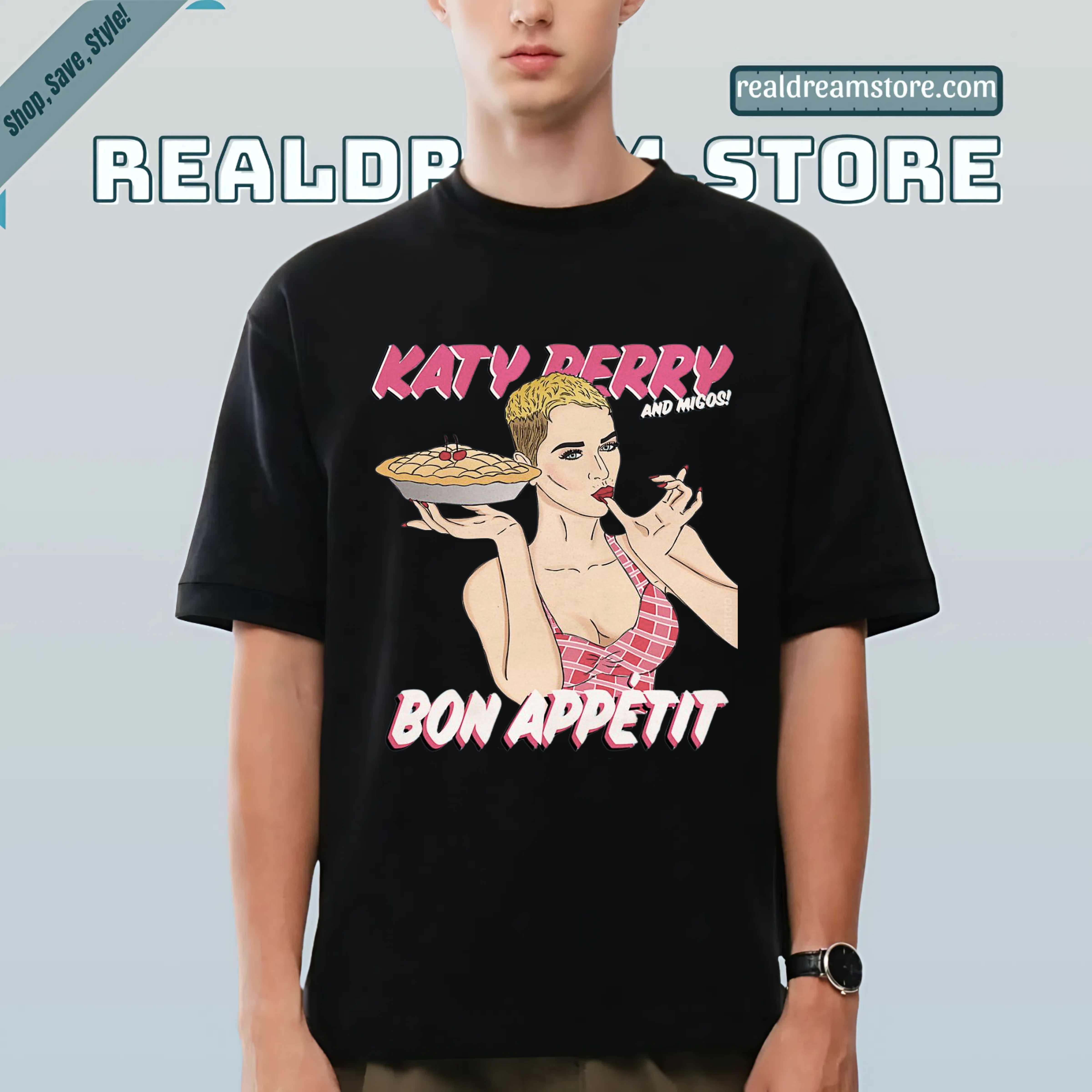 Katy Perry Bon Appetit Collage Graphic Tee - Vintage Retro Fan Shirt Katy Perry Bon Appetit Collage Graphic Tee - Vintage Retro Fan Shirt