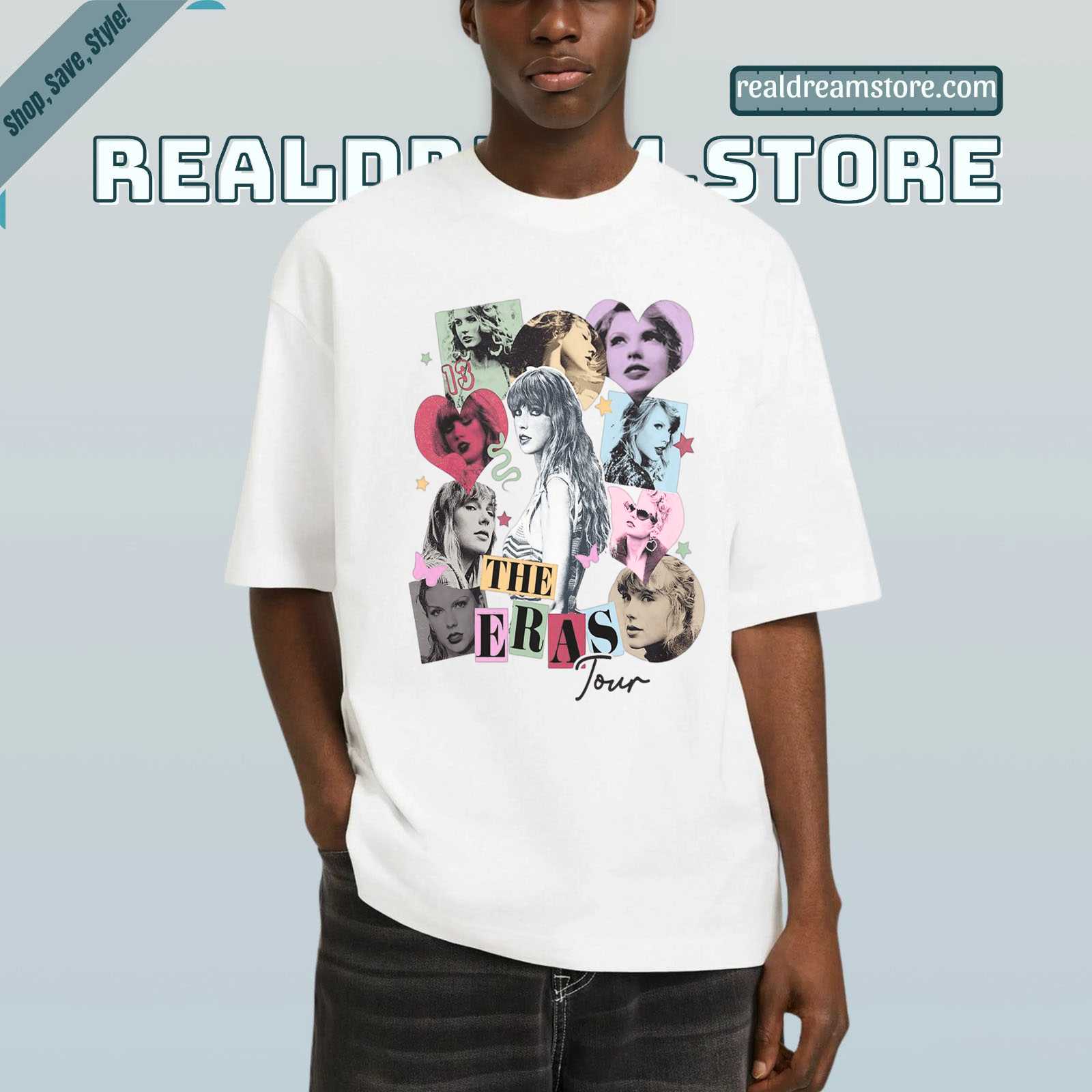 Taylor Swift The Eras Tour Collage Aesthetic Tee - Vintage Pastel Tribute Fan Light Color Shirt