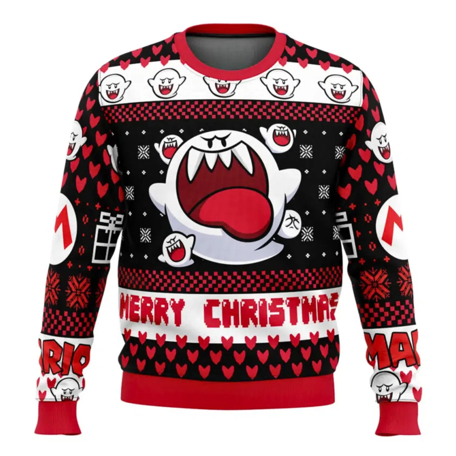 Boo King Hearts Mario - Ugly Christmas Sweater