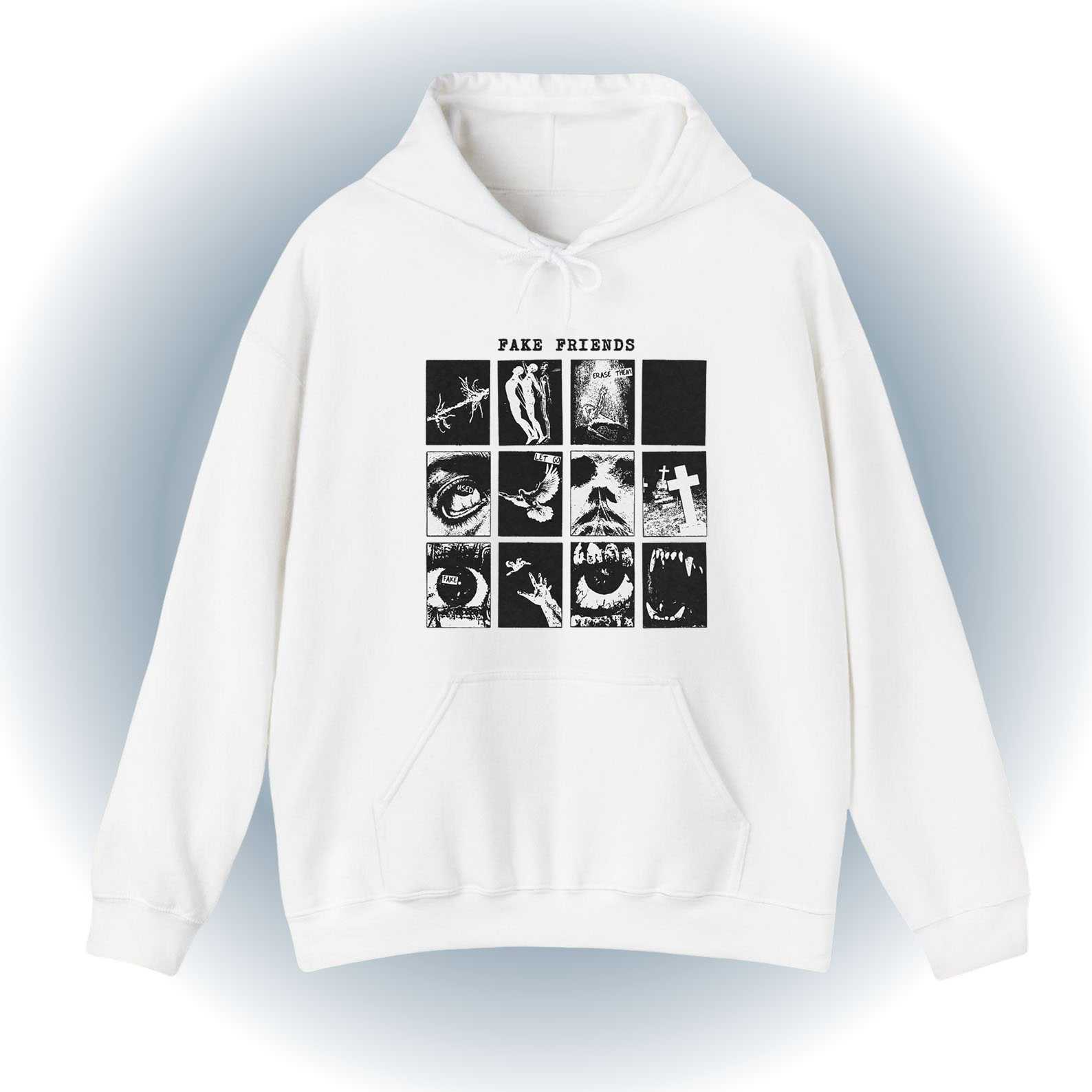 Fake Friends Hoodie – Grunge Grid Hoodie