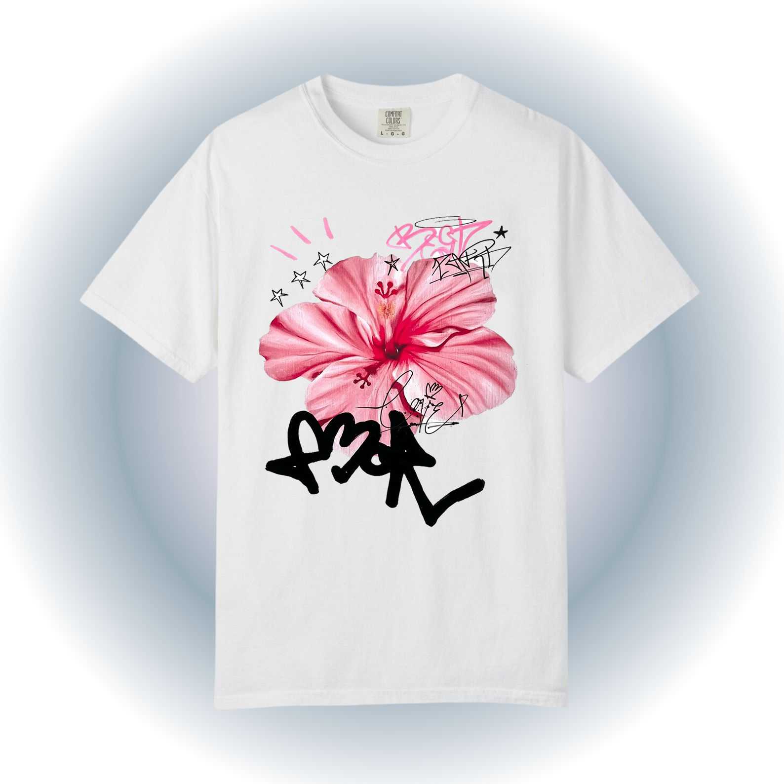 Hibiscus T Shirt – Pink Graffiti T Shirt