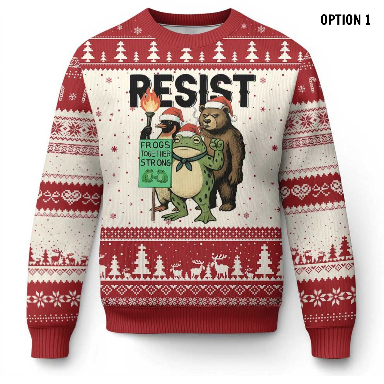 Resist Christmas Sweater – Frogs Together Strong Pullover