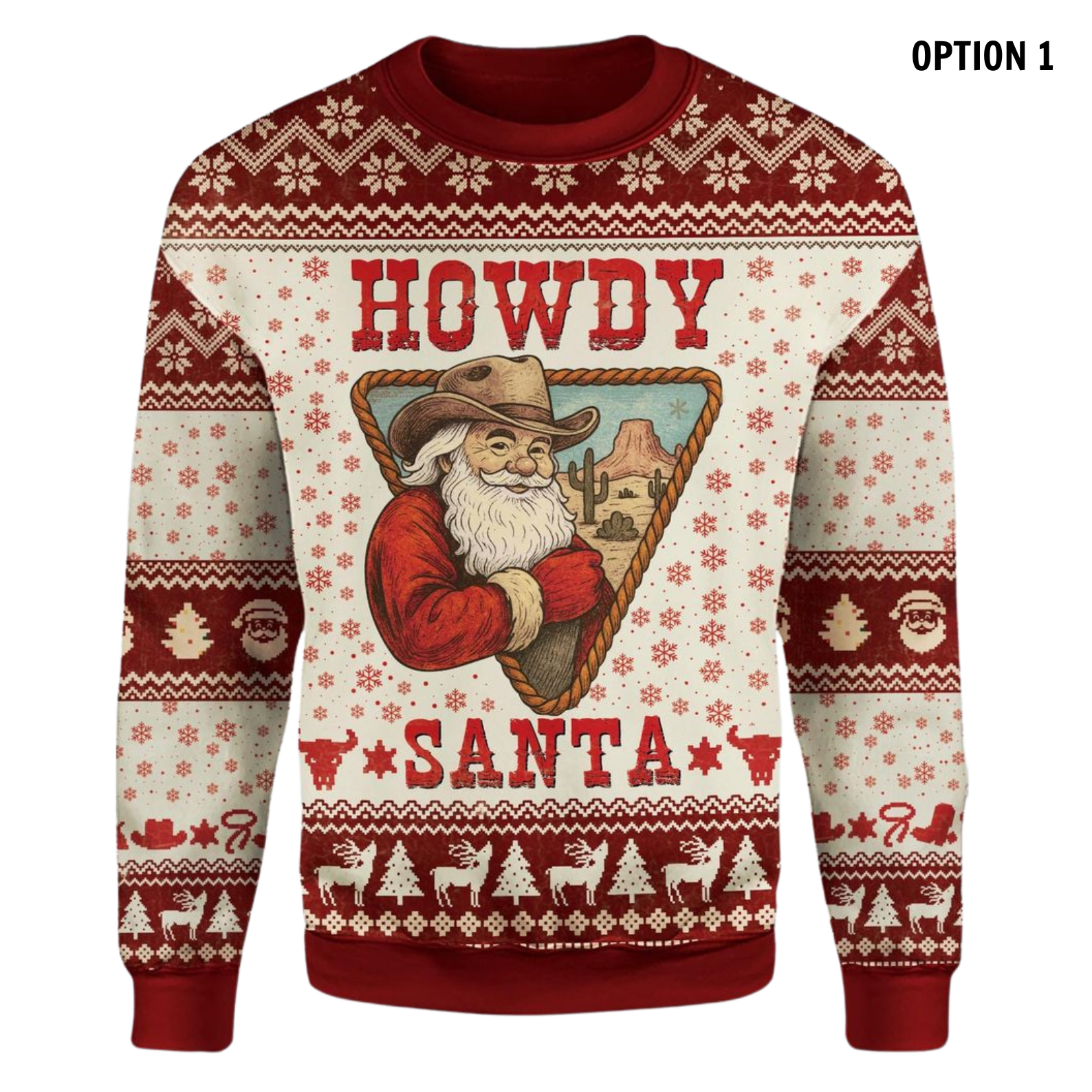 Howdy Santa Sweater – Western Christmas Ugly Sweater
