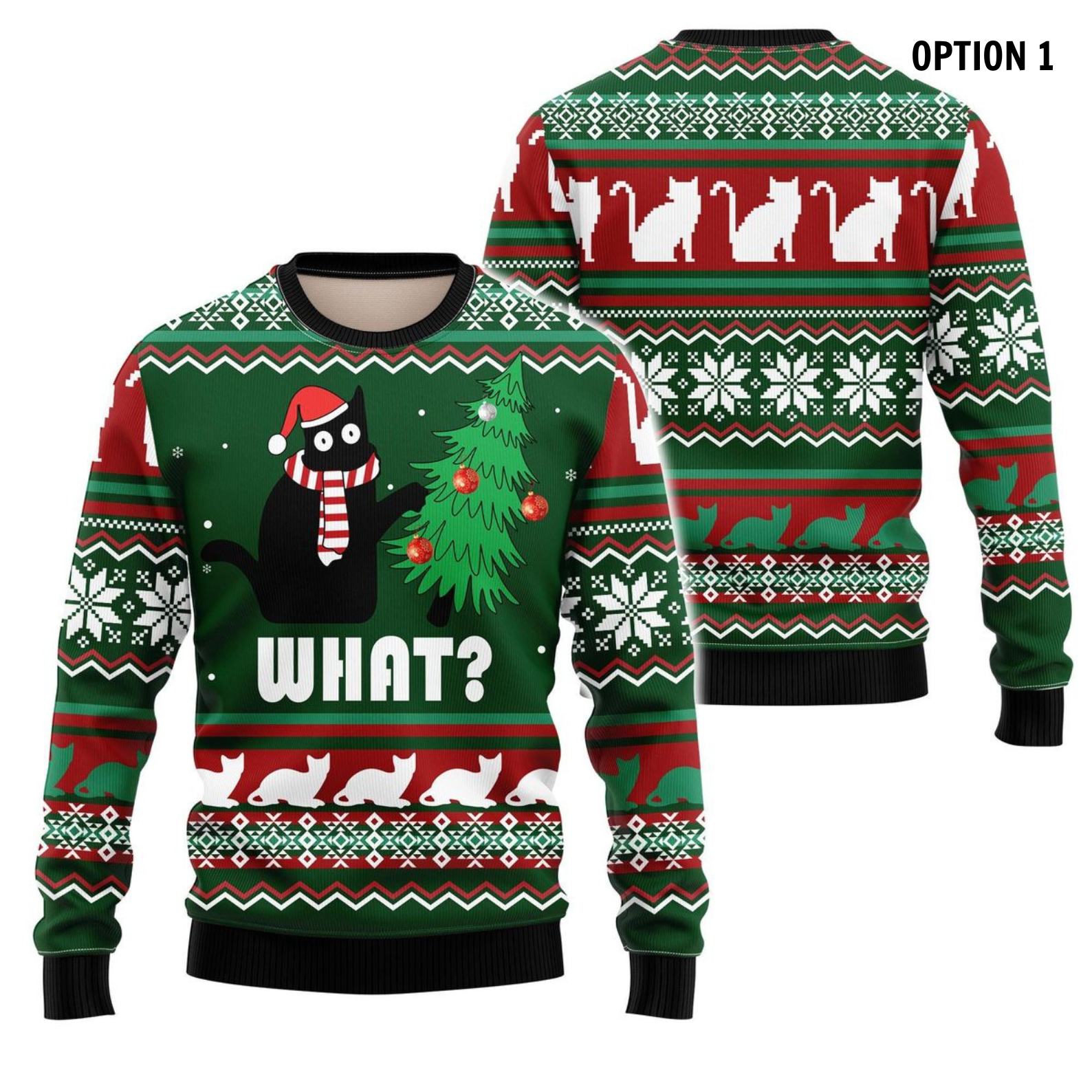 Festive Feline Chaos - The What Christmas Sweater