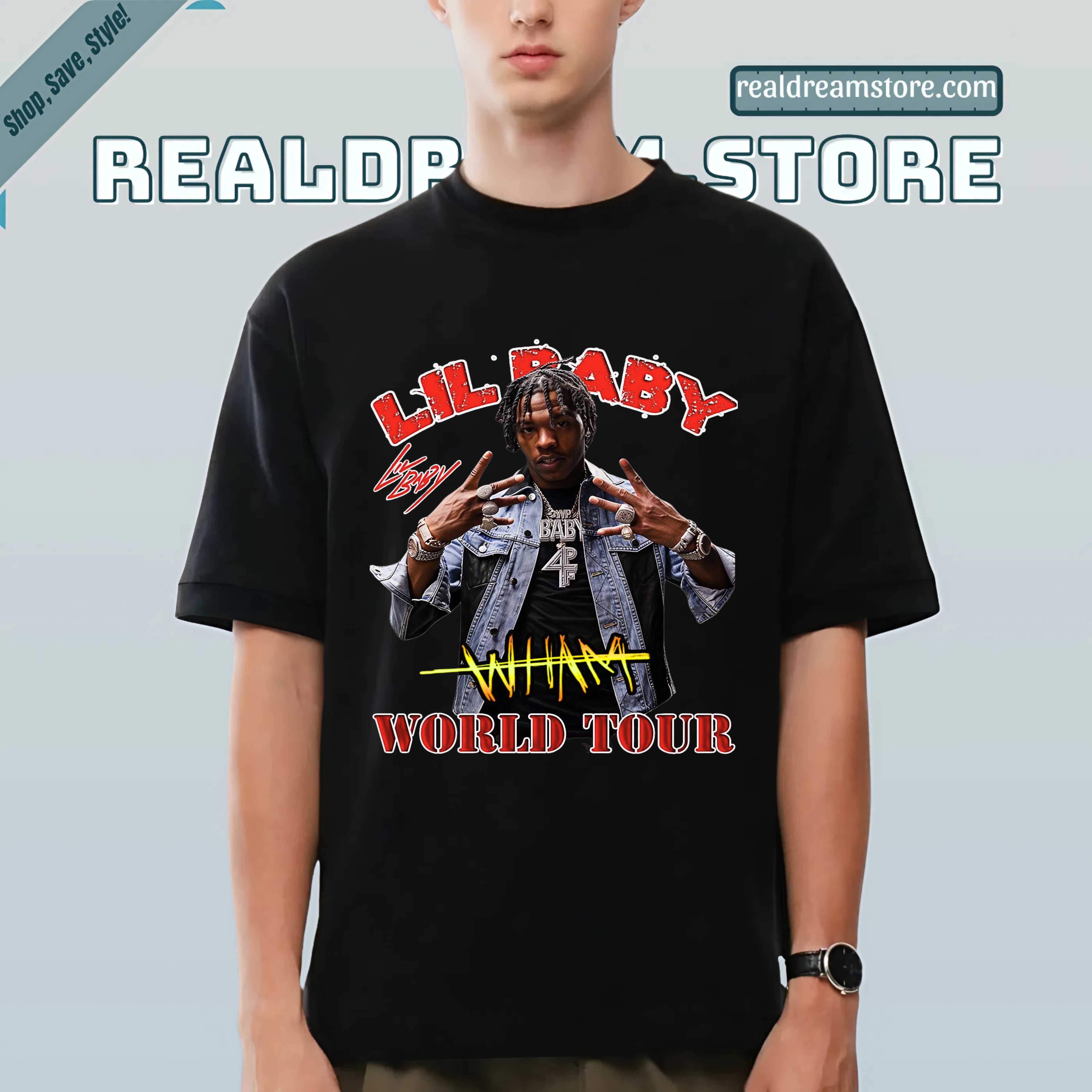 Lil Baby Wham World Tour Graphic Tee - Vintage Rap Concert Fan Dark Color Shirt Lil Baby Wham World Tour Graphic Tee - Vintage Rap Concert Fan Dark Color Shirt