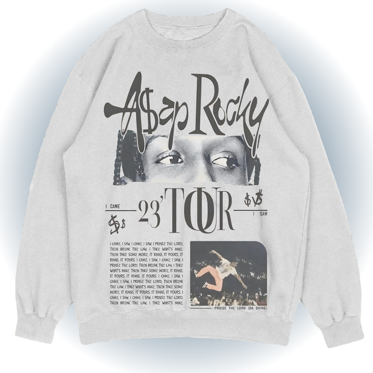 A$ap Rocky Praise The Lord Sweatshirt - 23 Tour Merch A$ap Rocky Praise The Lord Sweatshirt - 23 Tour Merch