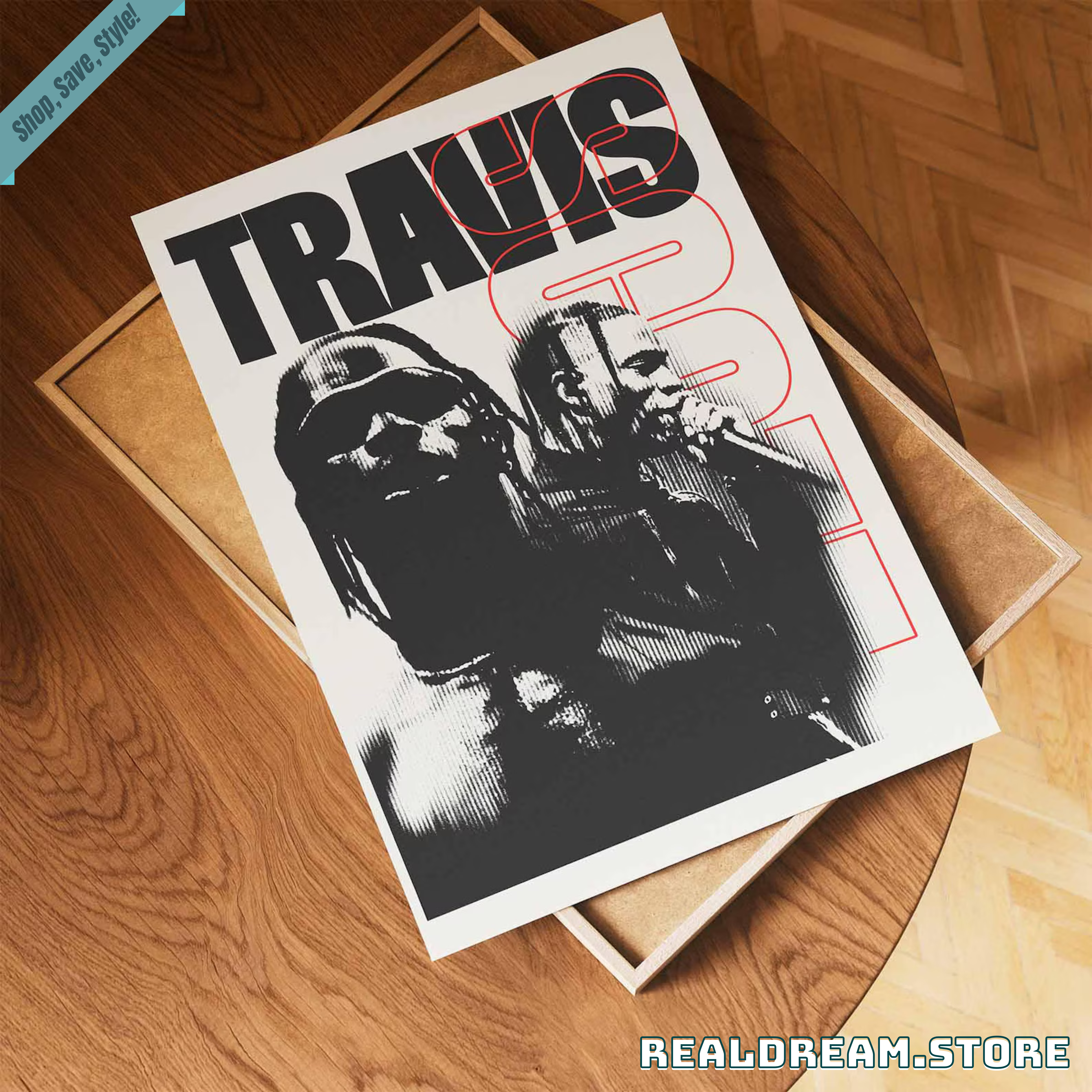 Travis Scott Halftone Poster - Modern Hip Hop Graphic Wall Art Decor