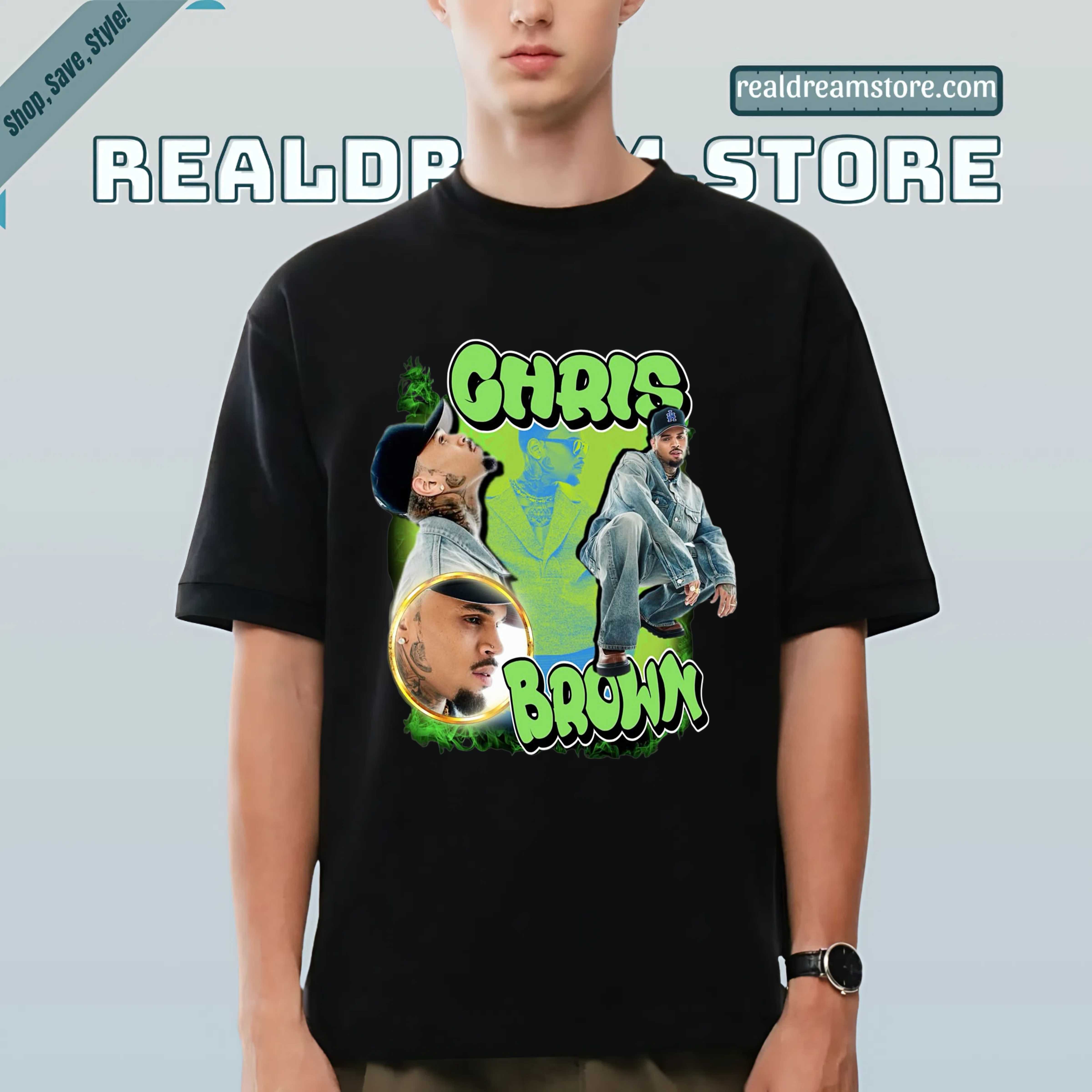 Chris Brown Shirt - Denim Era Retro Glow R&b Legend Tee Chris Brown Shirt - Denim Era Retro Glow R&b Legend Tee